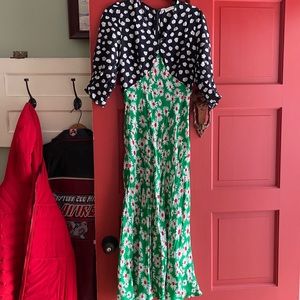 RIXO floral polka dot dress xs
